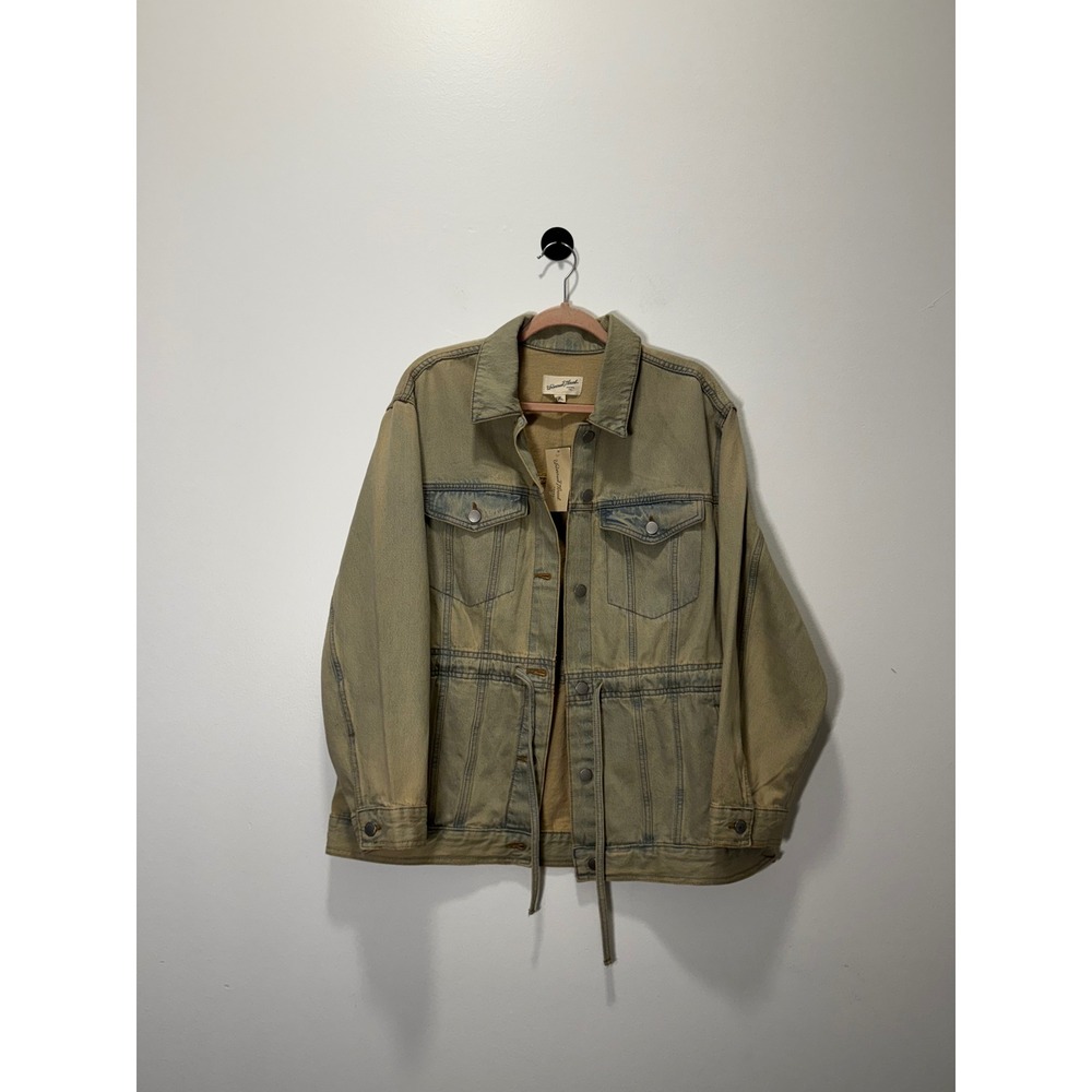 Universal Thread Womens Utility Denim Jacket‎ Tan Wash Drawstring Medium NWT